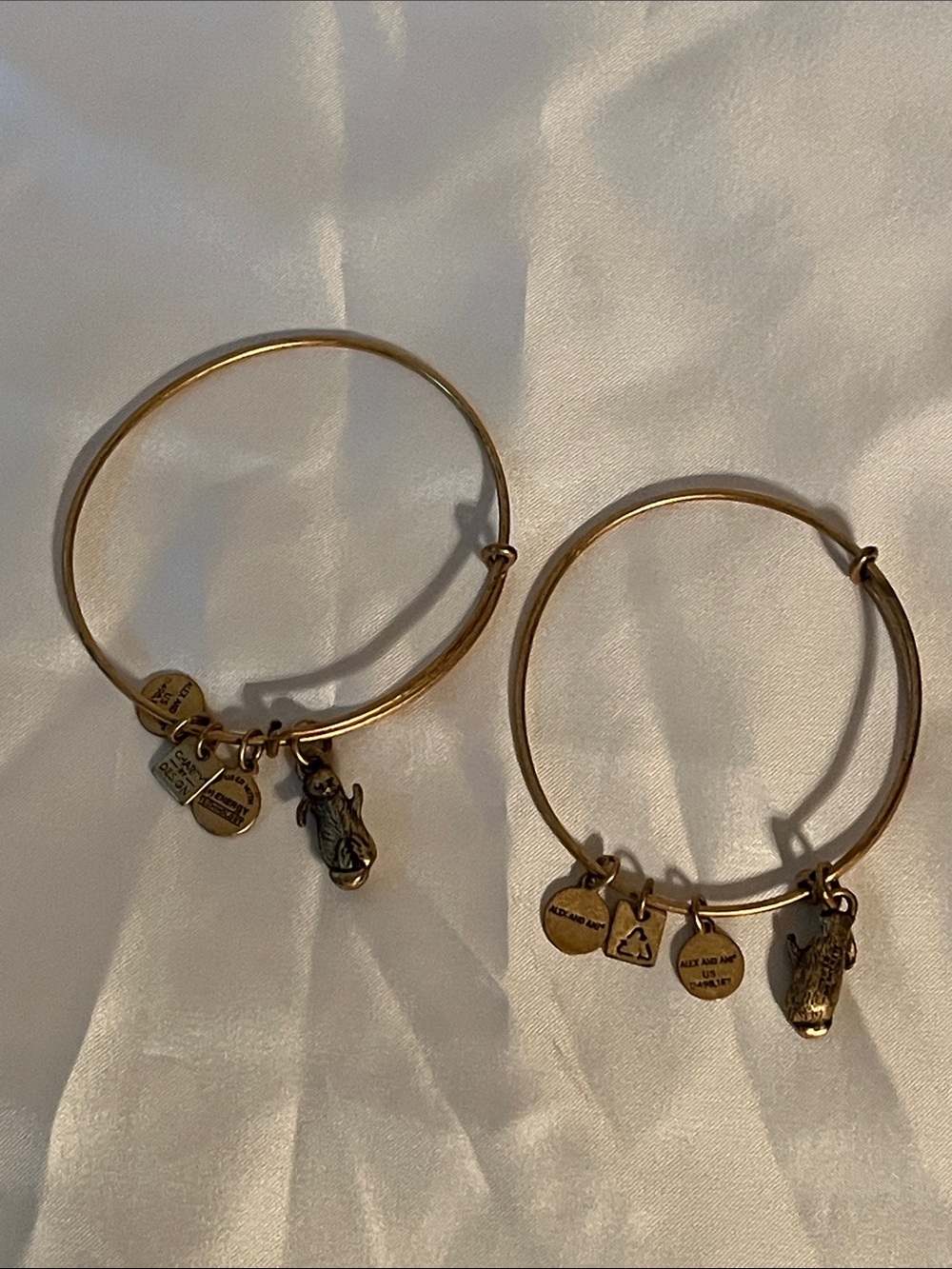Alex and Ani Gold Charm Bangle Bracelet Pair
